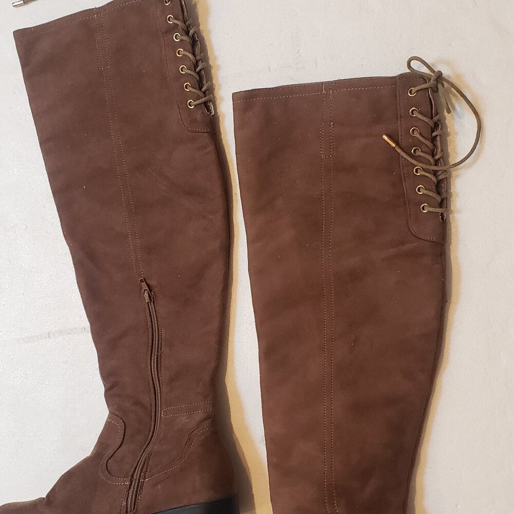 XOXO Thigh high over the Knee Boots with Lace ties and gold hardware